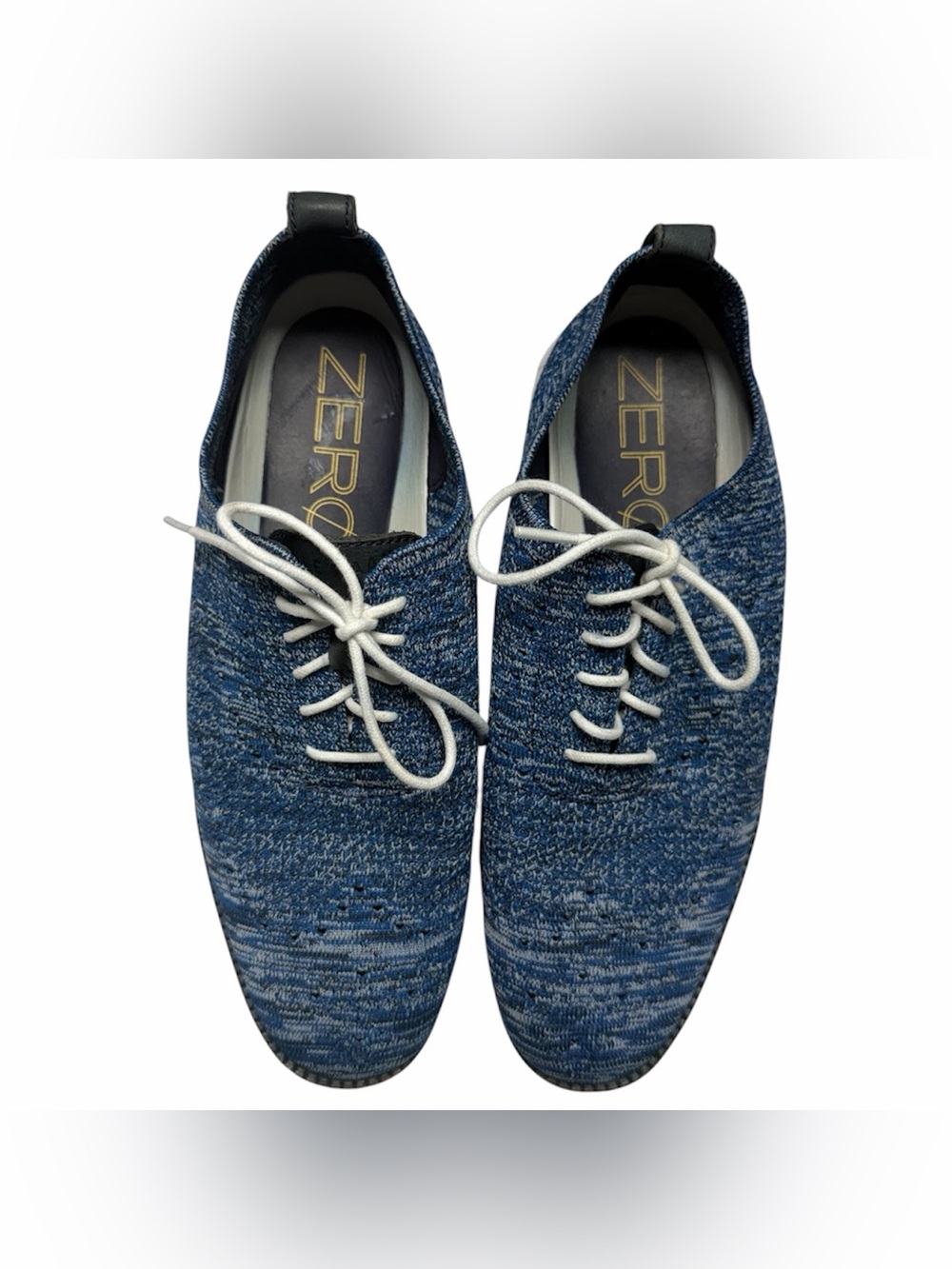 Cole Haan 2 Zerogrand Men's 9.5 M Wingtip Oxford Shoes Stitchlite Blue Knit